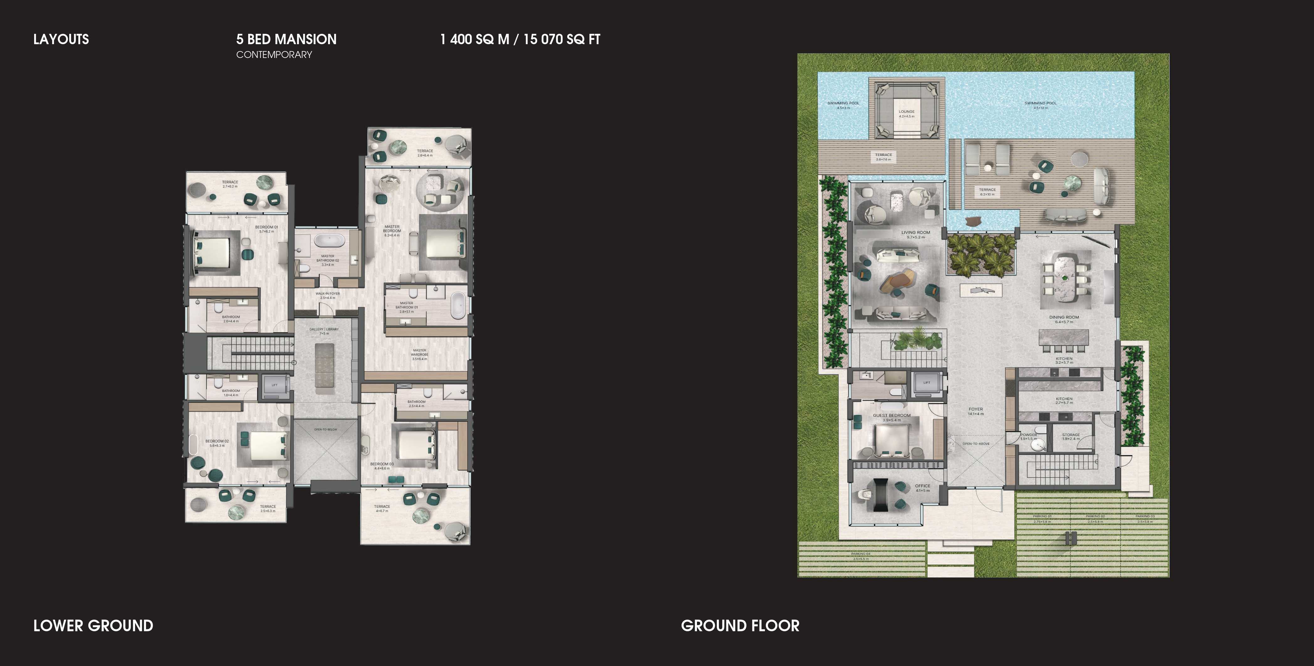 5BED Mansion - Contemporary - Lower Ground - Ground Floor